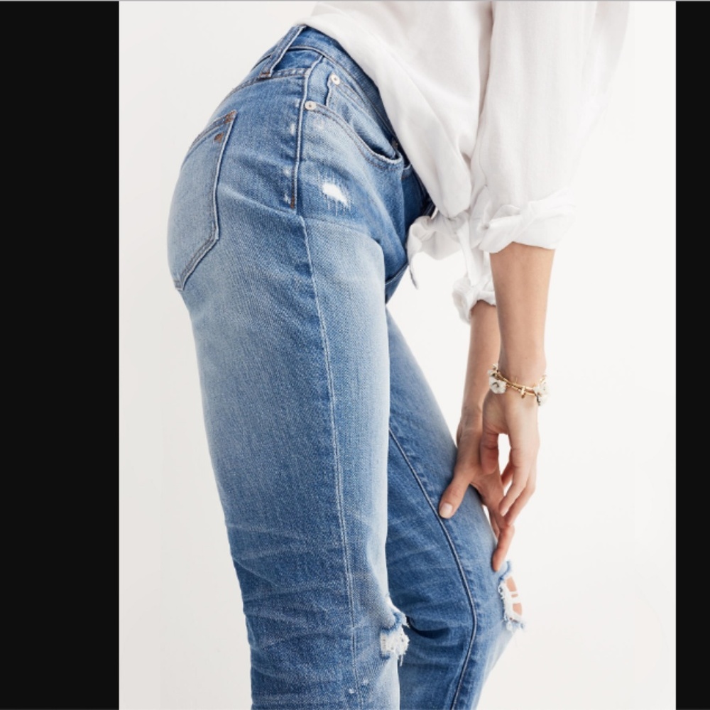 Madewell High-Rise Slim Crop Boyjean Rip Distress - Picture 4 of 8